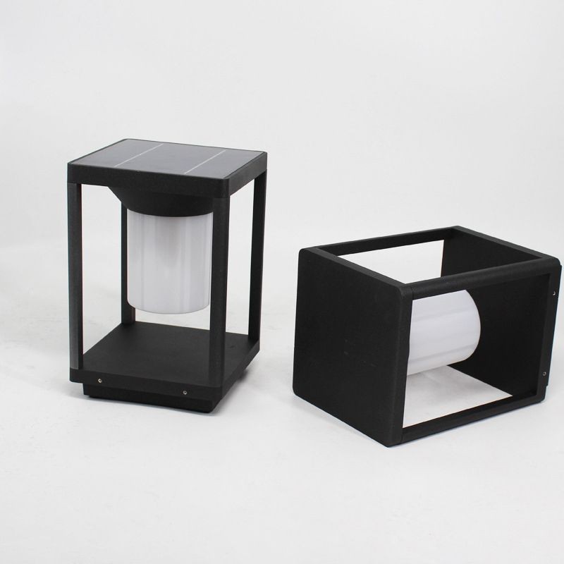 YD114-Modern Style Black Metal Rectangle Pillar Lamp