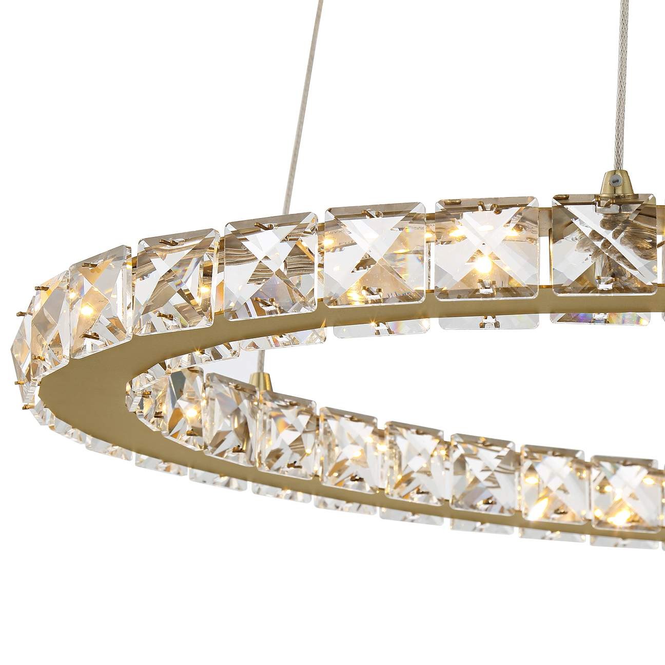 2-ring modern LED crystal chandelier