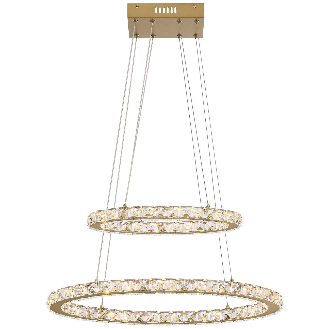 2-ring modern LED crystal chandelier