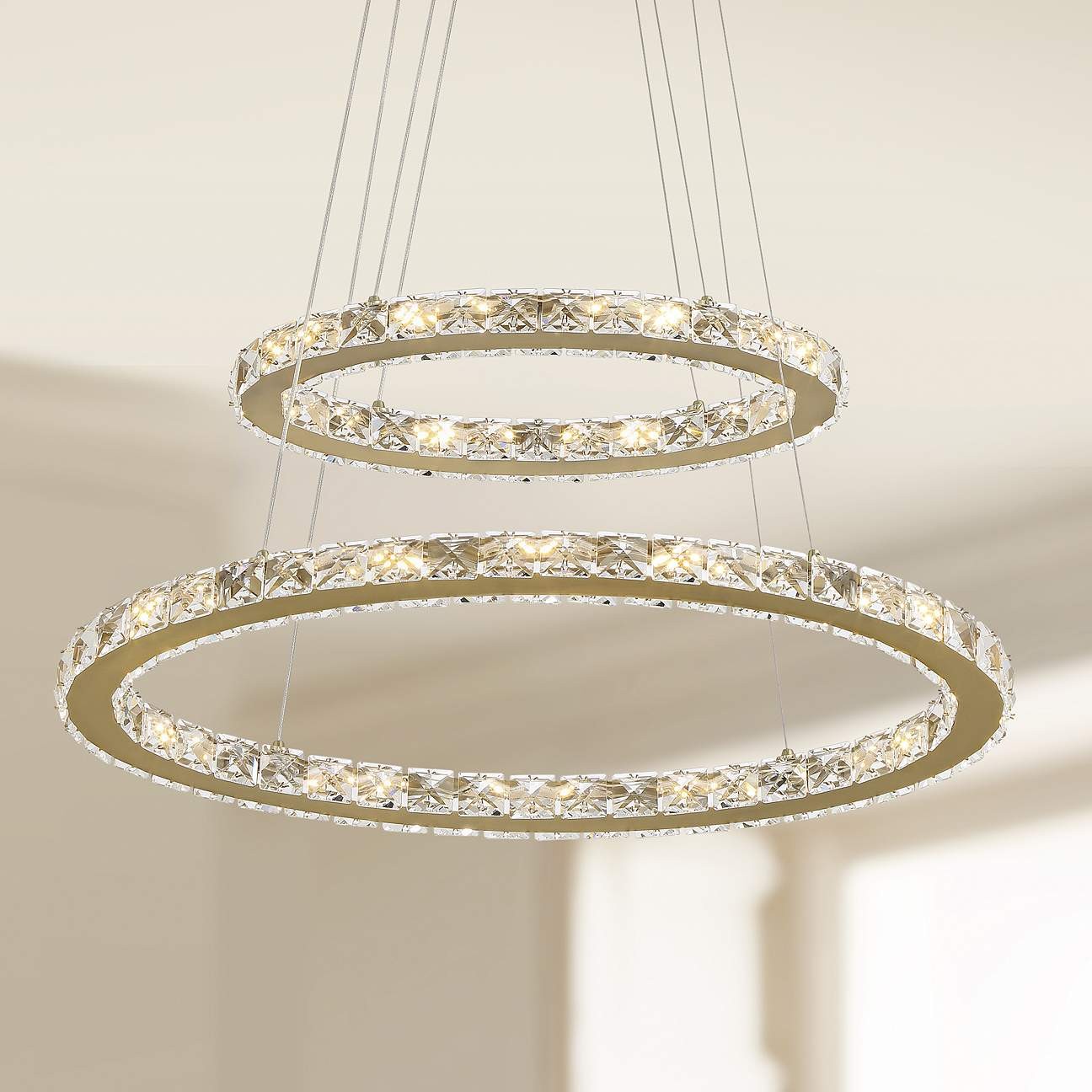 2-ring modern LED crystal chandelier