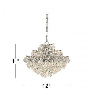 Adjustable Double Pendant Chandelier Features Two Clear Crystal Pendant Lights