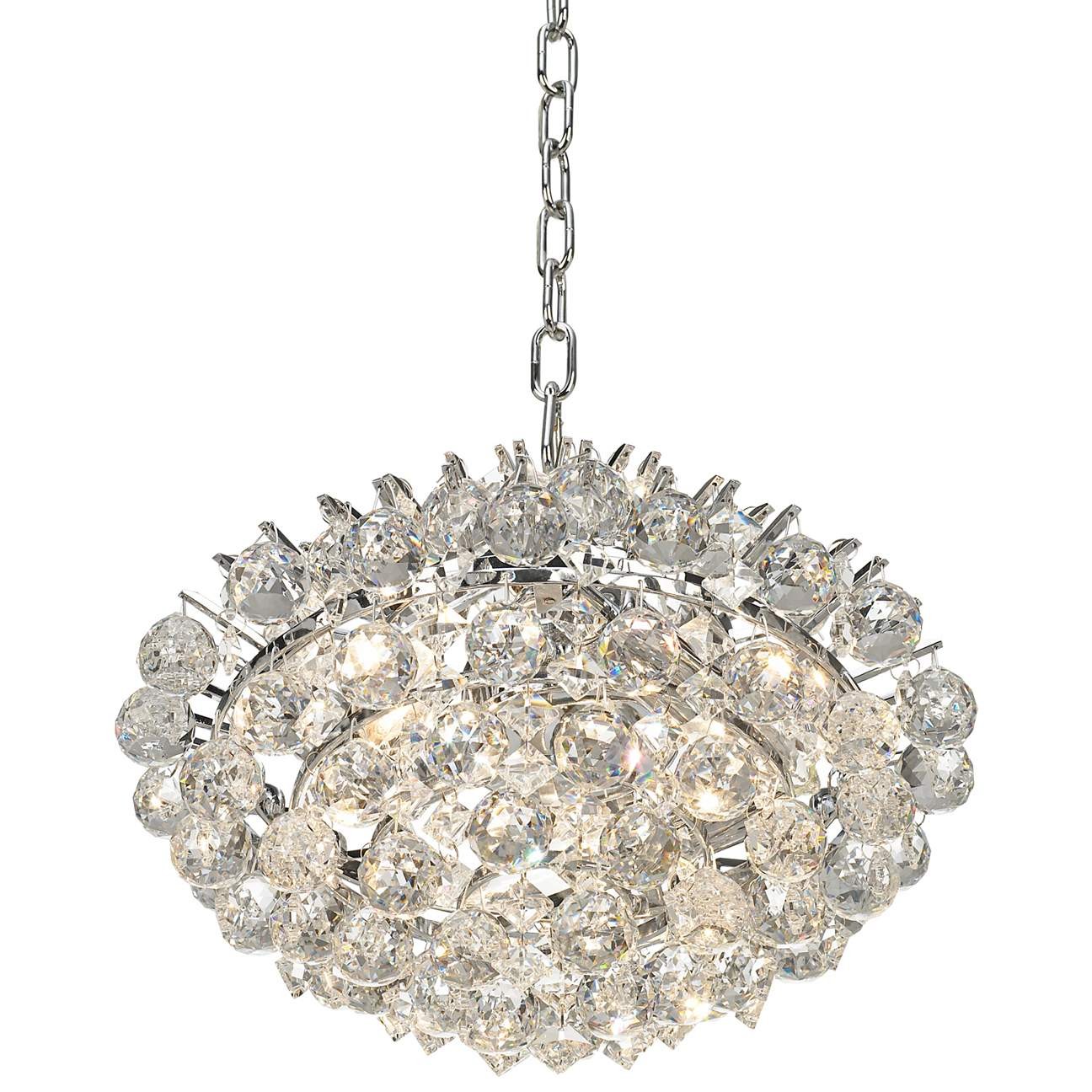 Adjustable Double Pendant Chandelier Features Two Clear Crystal Pendant Lights