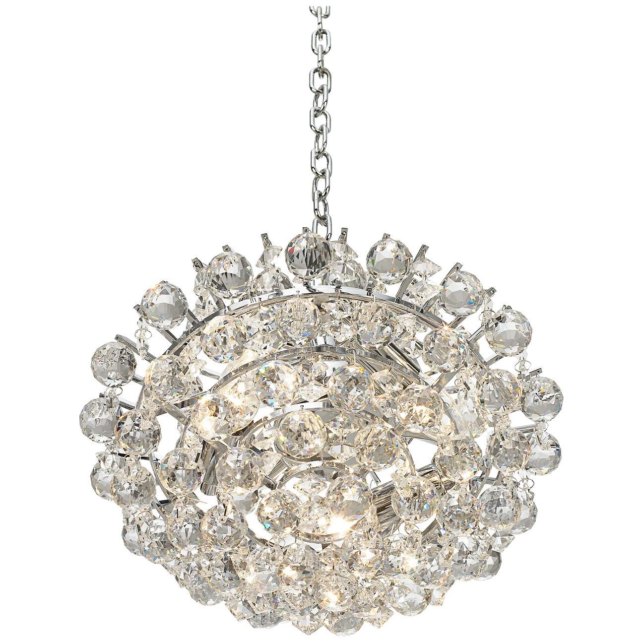 Adjustable Double Pendant Chandelier Features Two Clear Crystal Pendant Lights