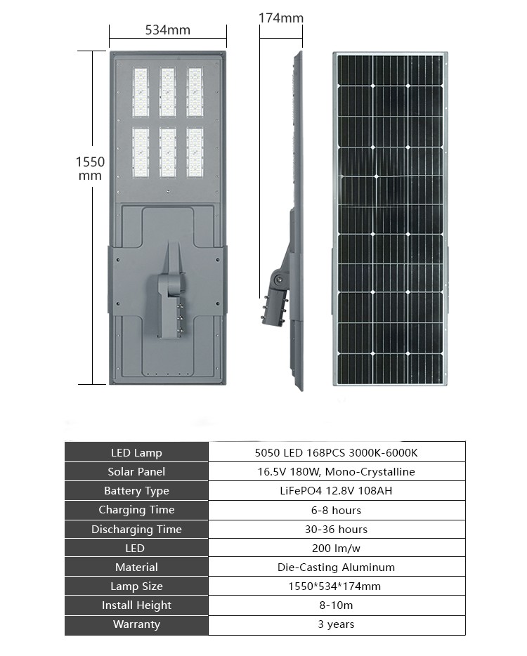 YD38-50w 100w 150w 200w 250w 300w 400wOutdoor All In One Solar Led Street Light