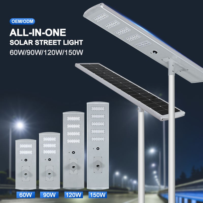 YD41-60W/90W/120W/150W Outdoor All In One Solar Led Street Light