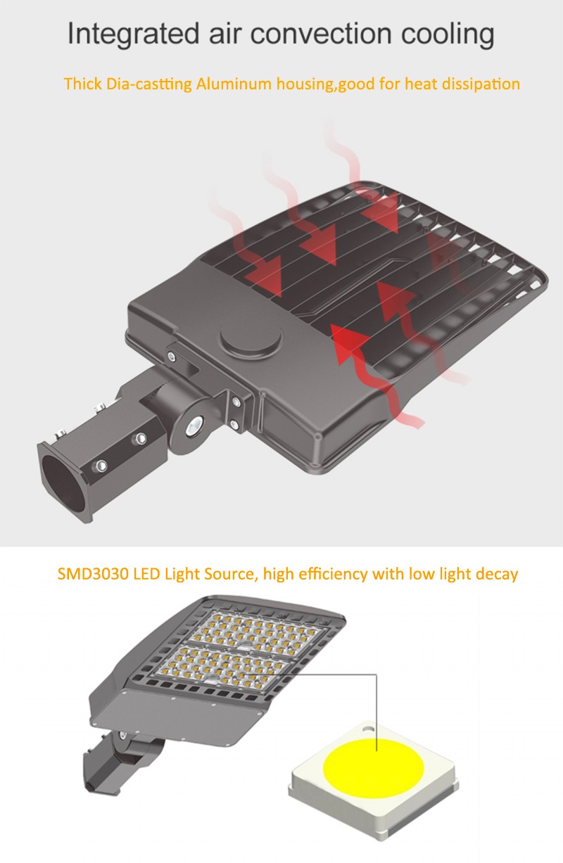 YD5-80W/100W/150W/200W/300W die-cast aluminum 180° adjustable direction street light