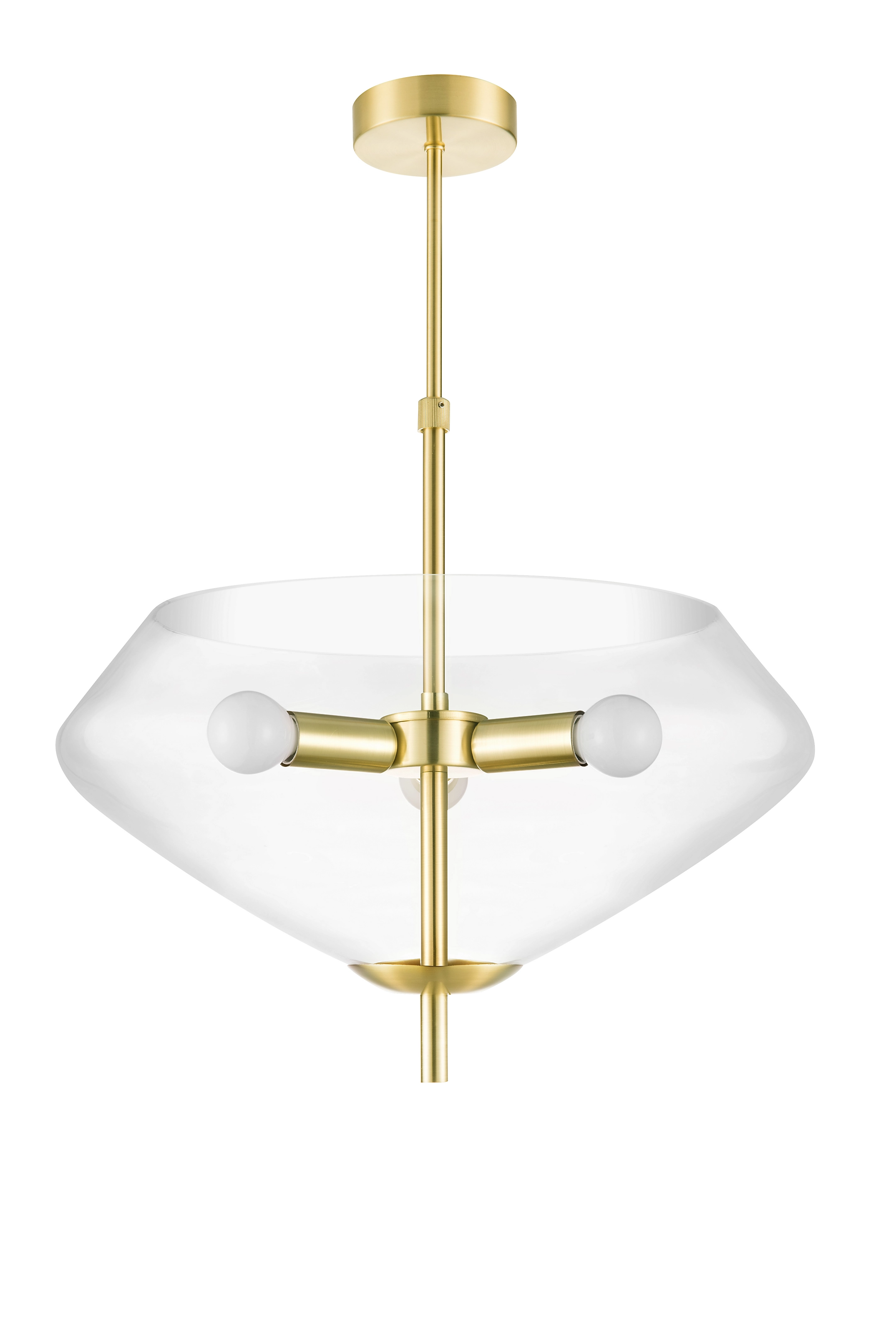 Brushed gold high-definition transparent glass chandelier