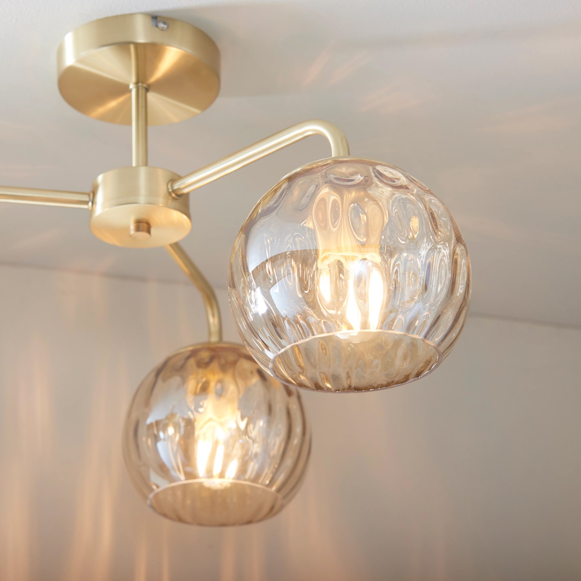 Champagne gold glass antique copper ceiling lamp