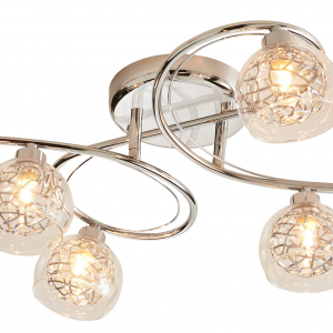 Chrome double shade glass ceiling light