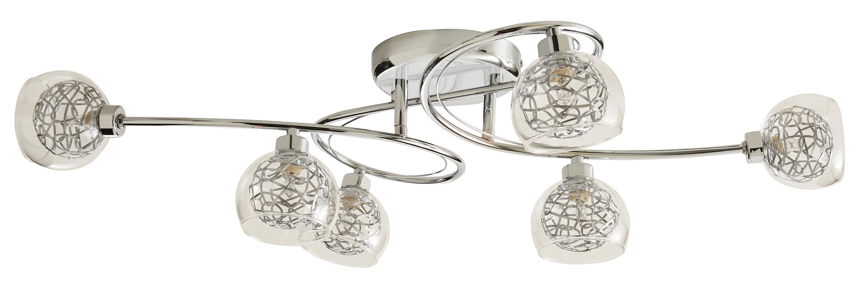 Chrome double shade glass ceiling light