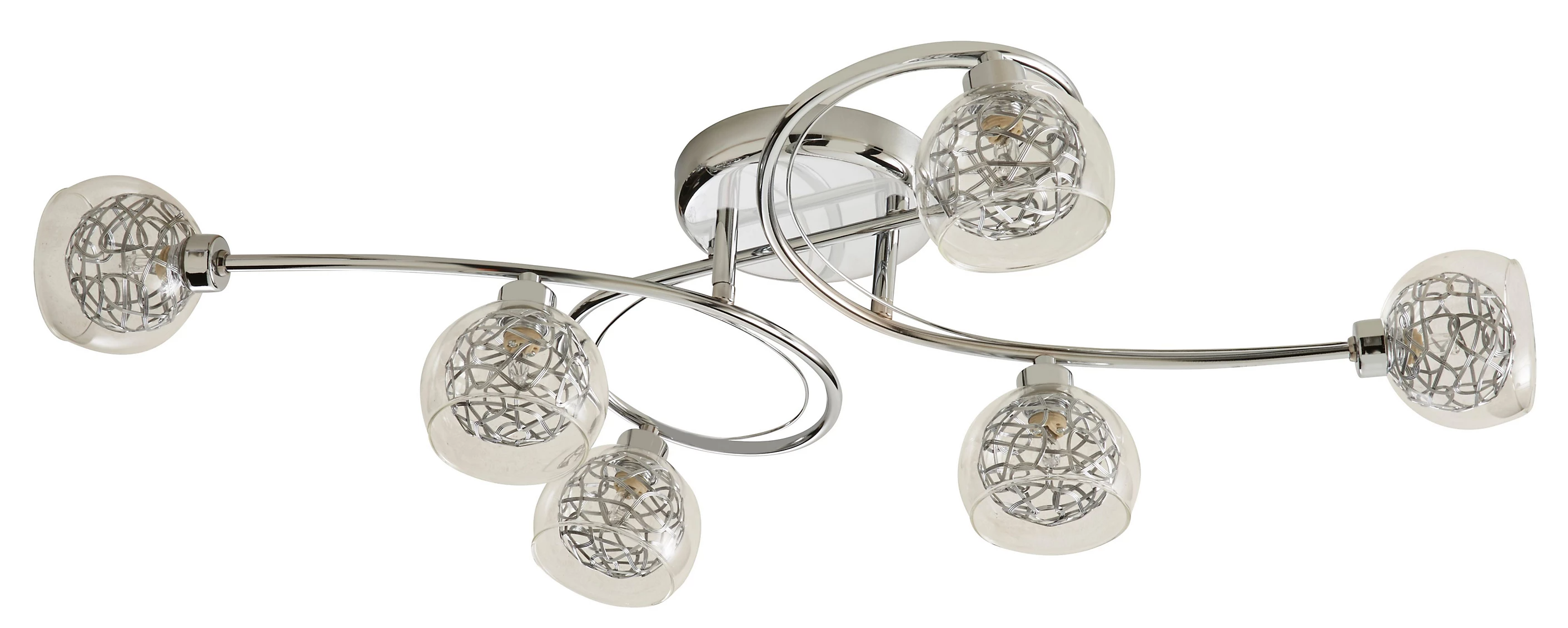 Chrome double shade glass ceiling light