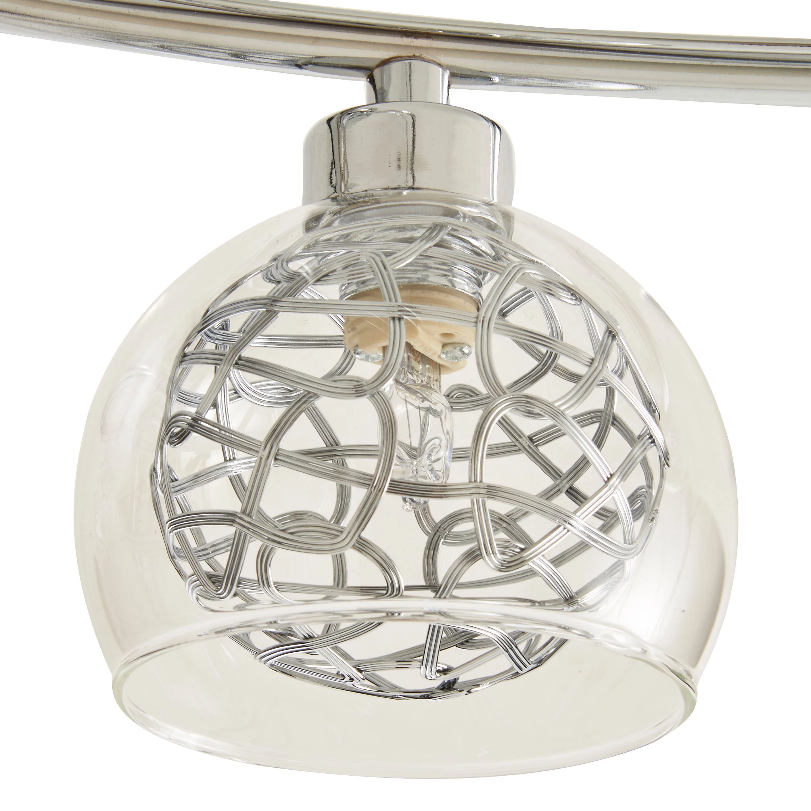 Chrome double shade glass ceiling light