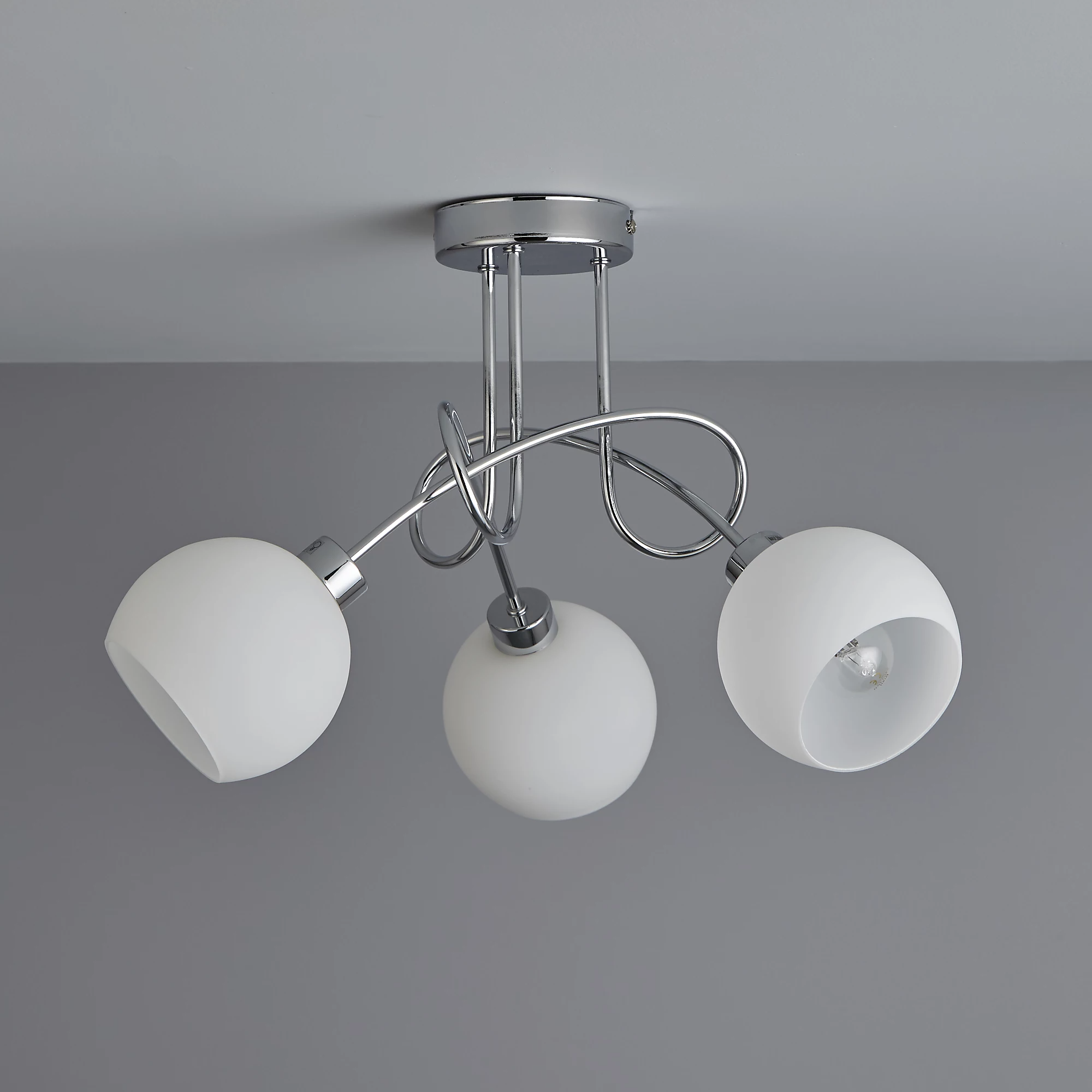 Chrome frosted glass ceiling lamp