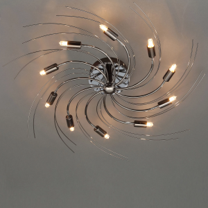 Chrome-plated flame spiral ceiling light