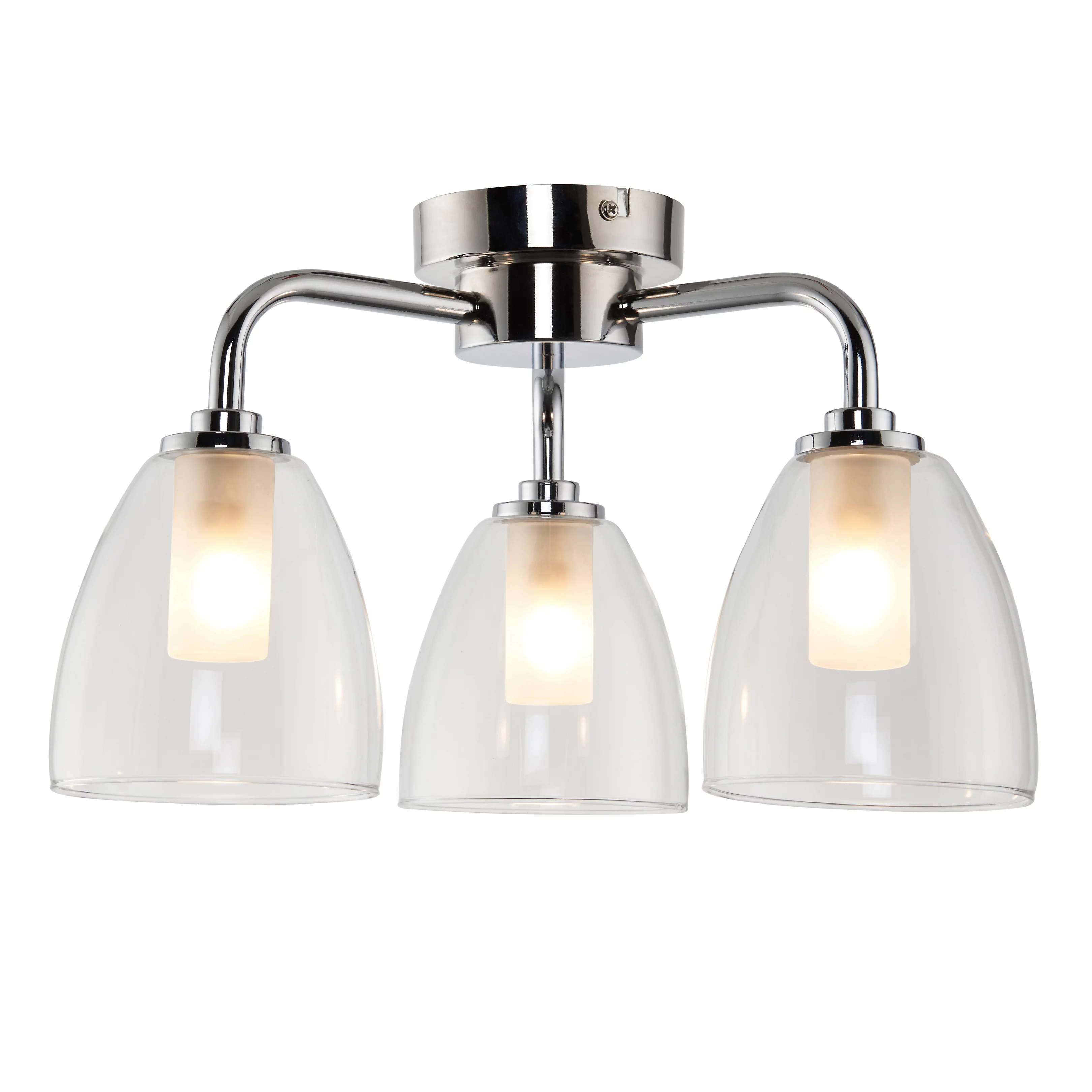 Chrome-plated high-transparency 3-light ceiling lamp