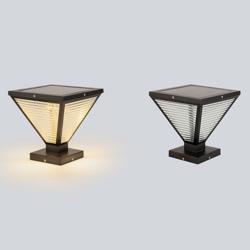 YD110-Black Metal Cone Pillar Lamp with 2 Color LED