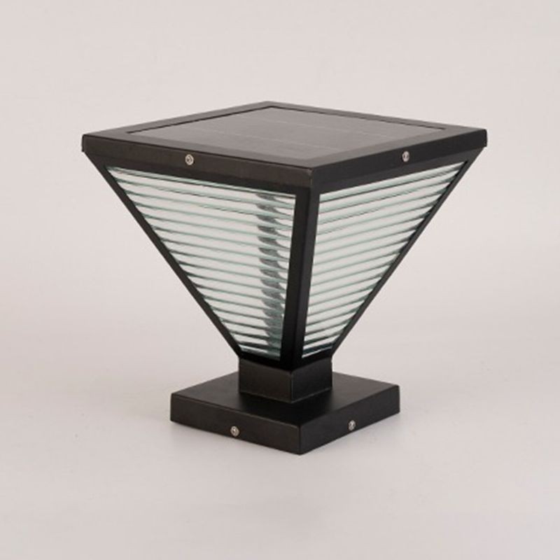 YD110-Black Metal Cone Pillar Lamp with 2 Color LED