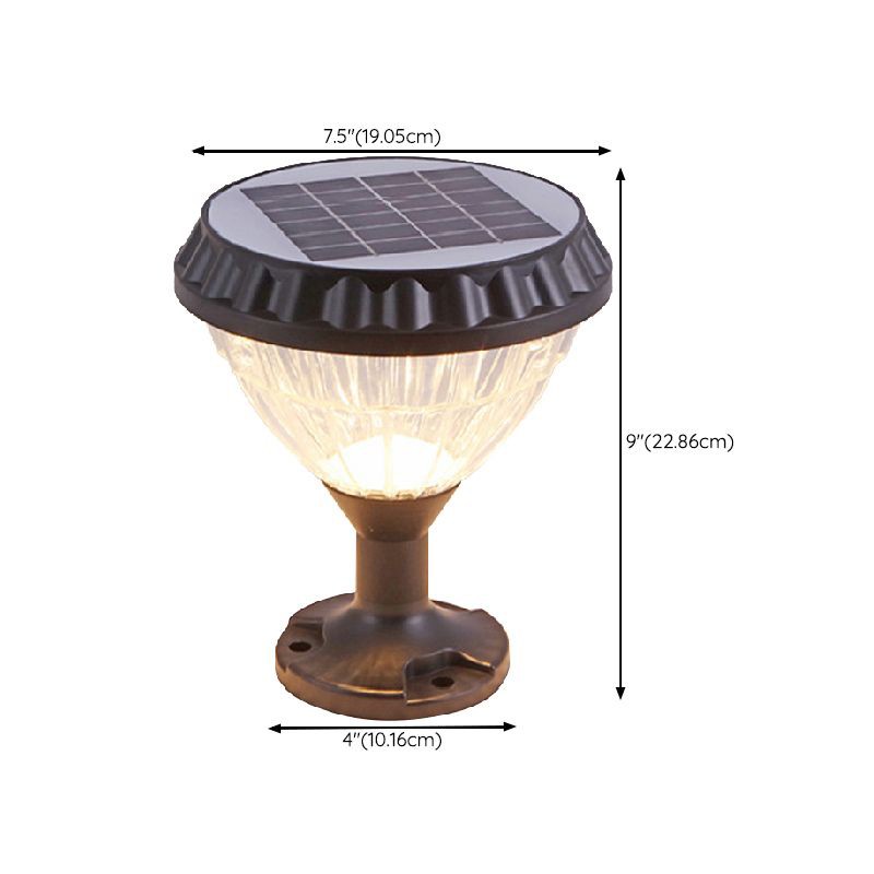 YD73-Black Solar Pillar Lamp with Metal Construction and