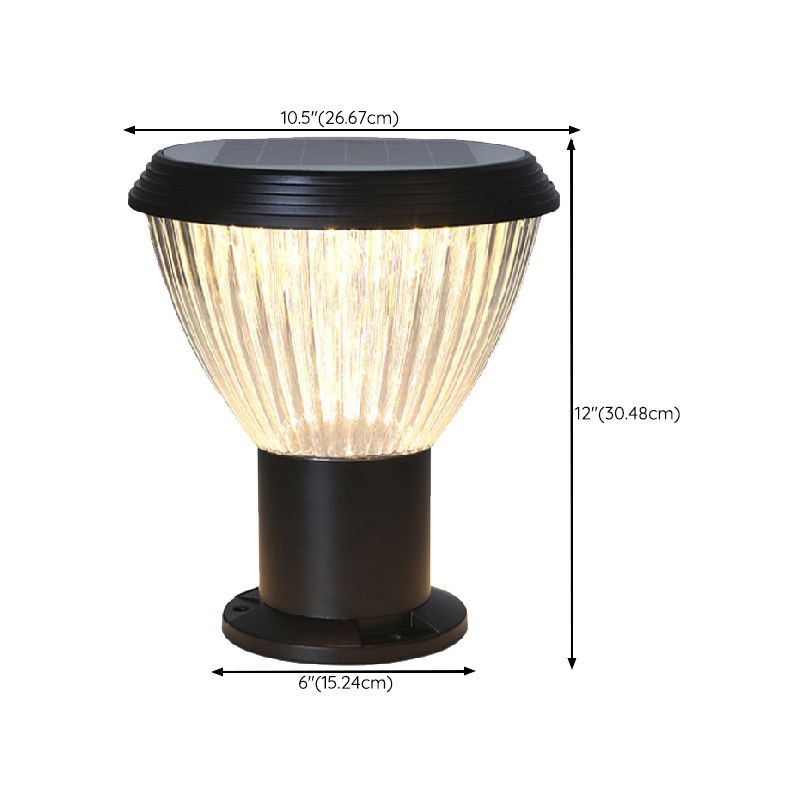 YD73-Black Solar Pillar Lamp with Metal Construction and