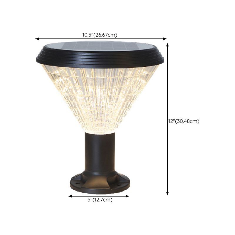 YD73-Black Solar Pillar Lamp with Metal Construction and