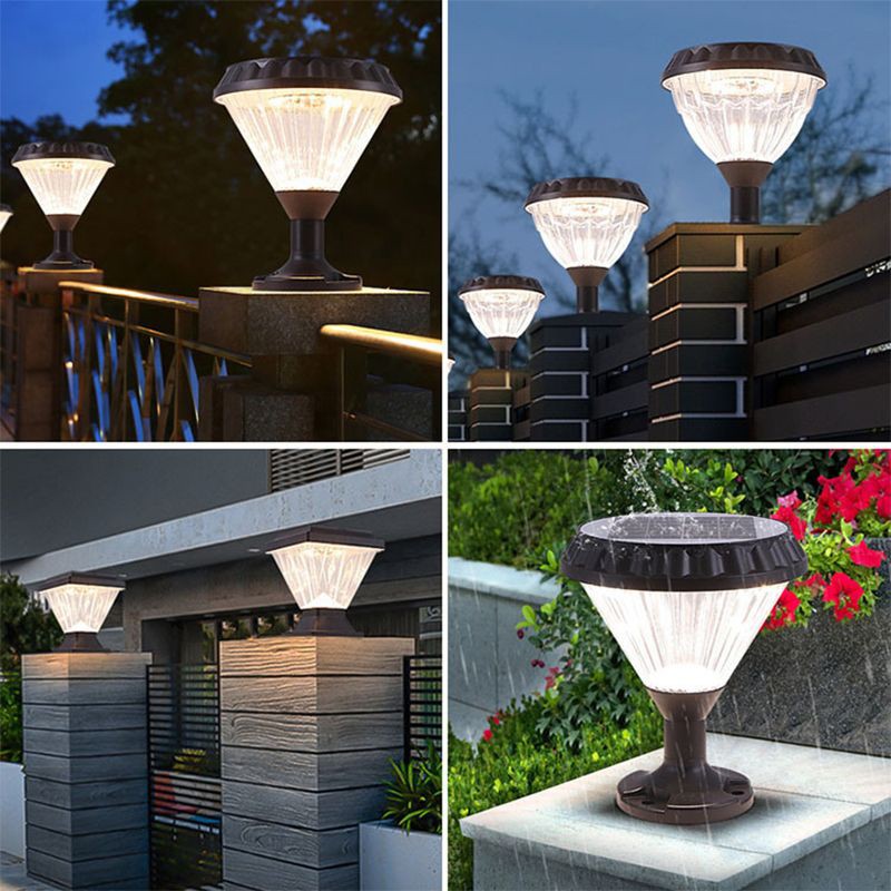 YD73-Black Solar Pillar Lamp with Metal Construction and