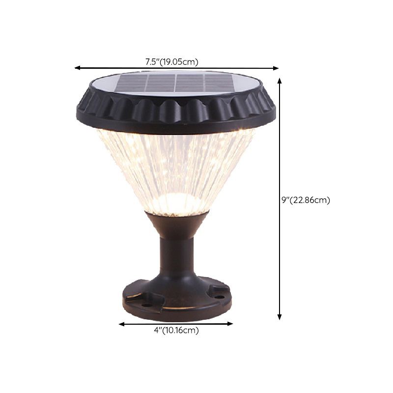 YD73-Black Solar Pillar Lamp with Metal Construction and