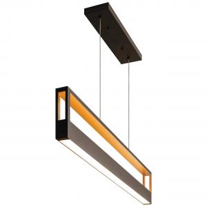 Double-sided LED pendant light with black finish frame