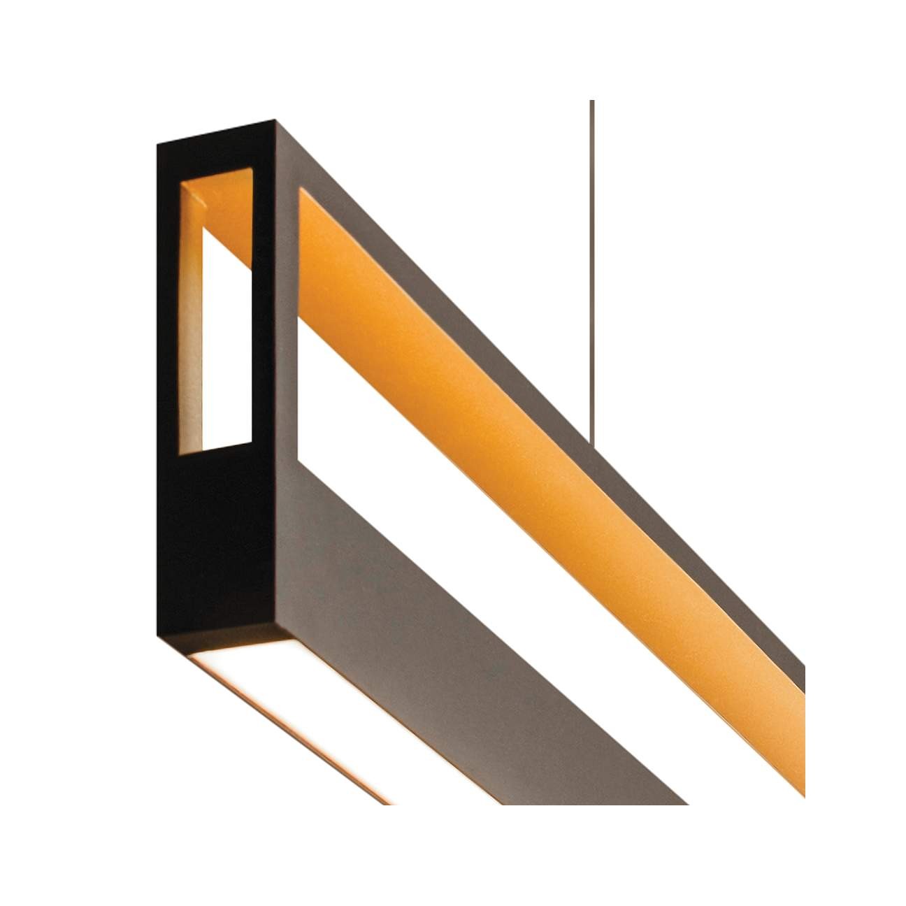 Double-sided LED pendant light with black finish frame