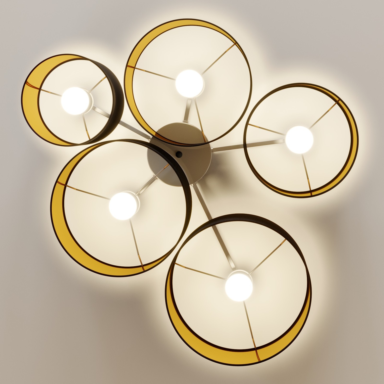 Four-circle flame textile ceiling lamp