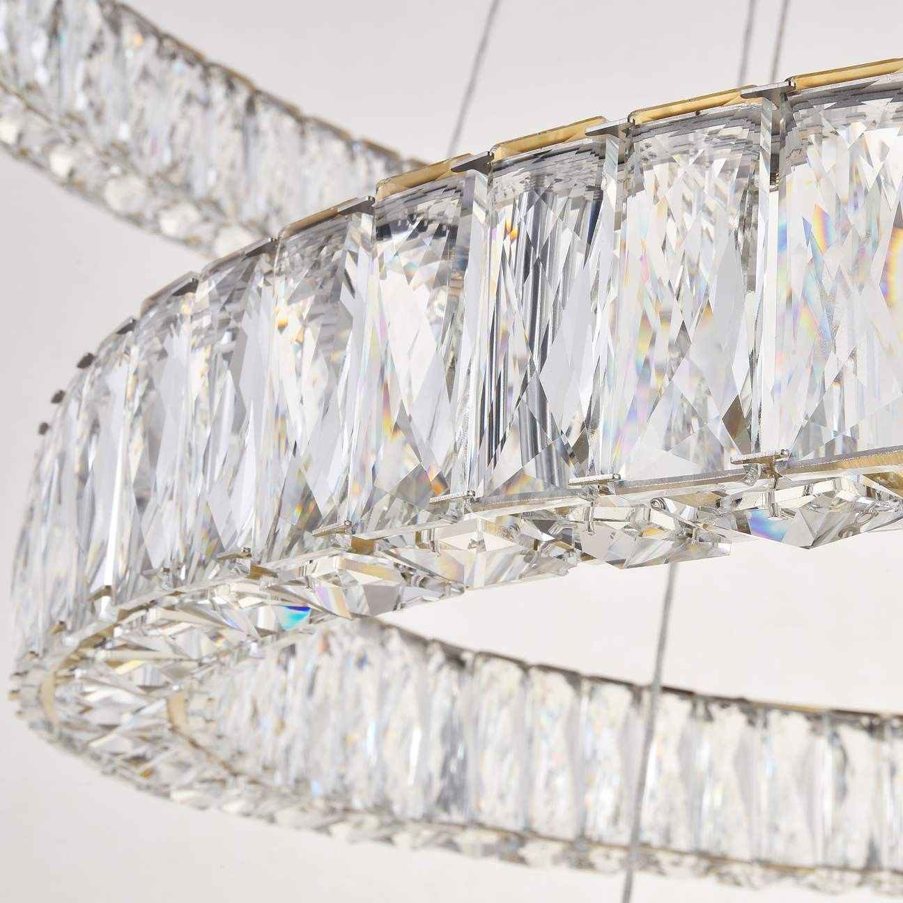 Gold 7-ring crystal LED chandelier