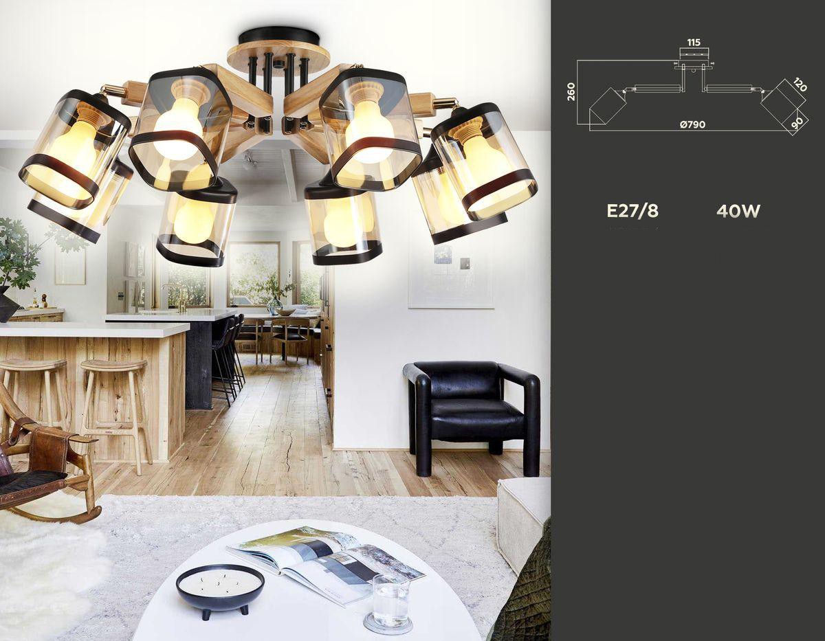 Imitation wood grain umbrella-shaped ceiling lamp