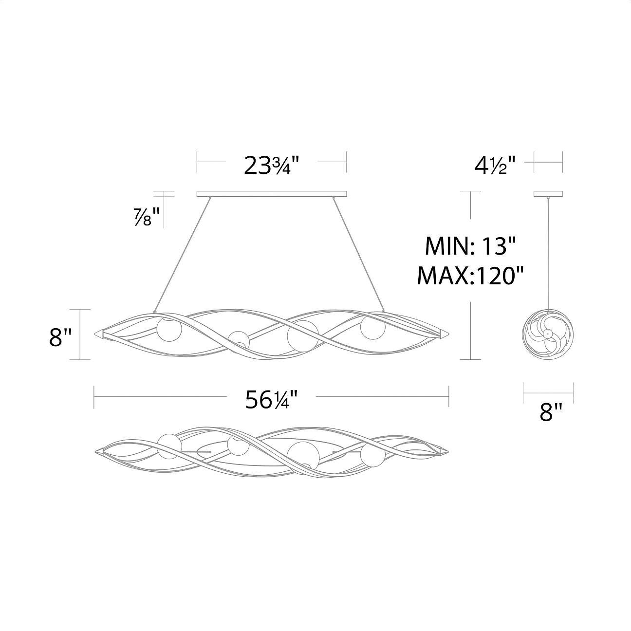 Irregular 4-ball linear chandelier