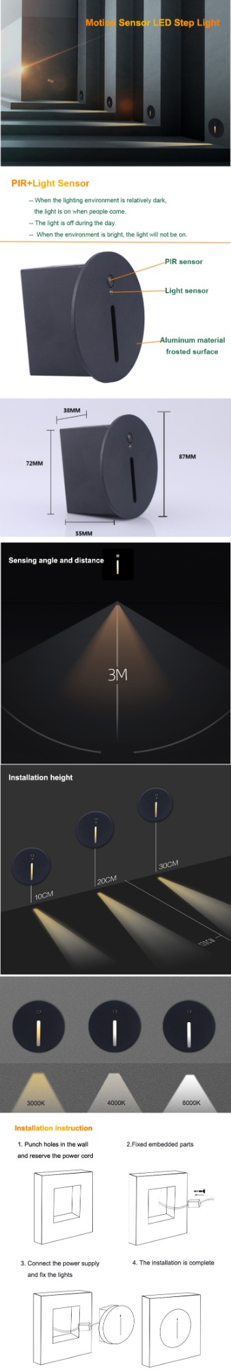 YD60-Indoor Motion Sensor LED Stair Lamp