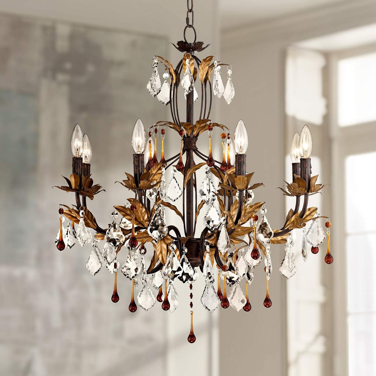 Maple Leaf K9 Transparent Crystal Chandelier