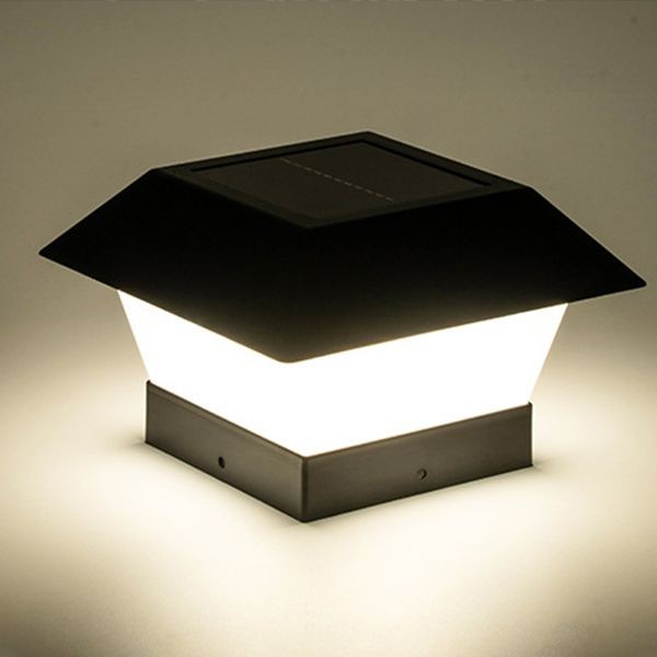 YD94-Square Solar Outdoor Lights Black Metal Pillar Lamp