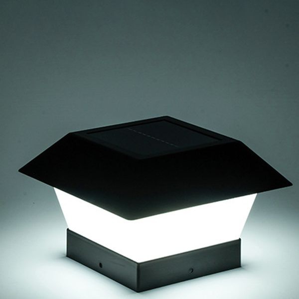 YD94-Square Solar Outdoor Lights Black Metal Pillar Lamp