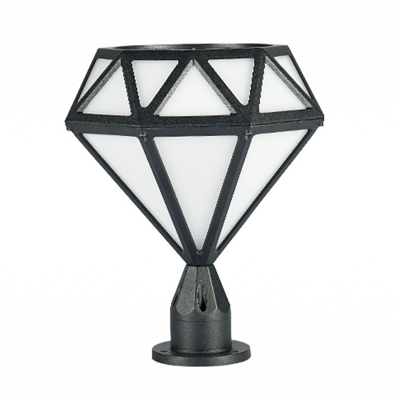 YD112-Contemporary Metal Pillar Lamp Diamond Shape Outdoor Masonry Shape