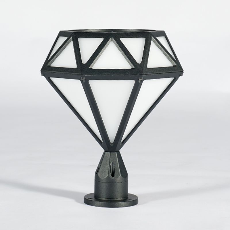 YD112-Contemporary Metal Pillar Lamp Diamond Shape Outdoor Masonry Shape