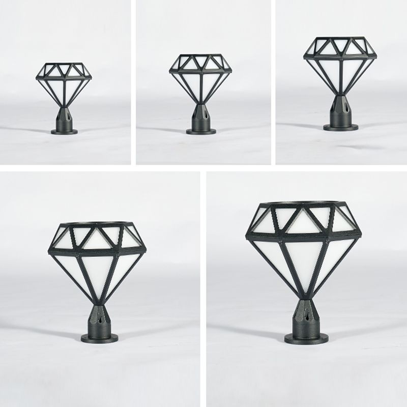 YD112-Contemporary Metal Pillar Lamp Diamond Shape Outdoor Masonry Shape