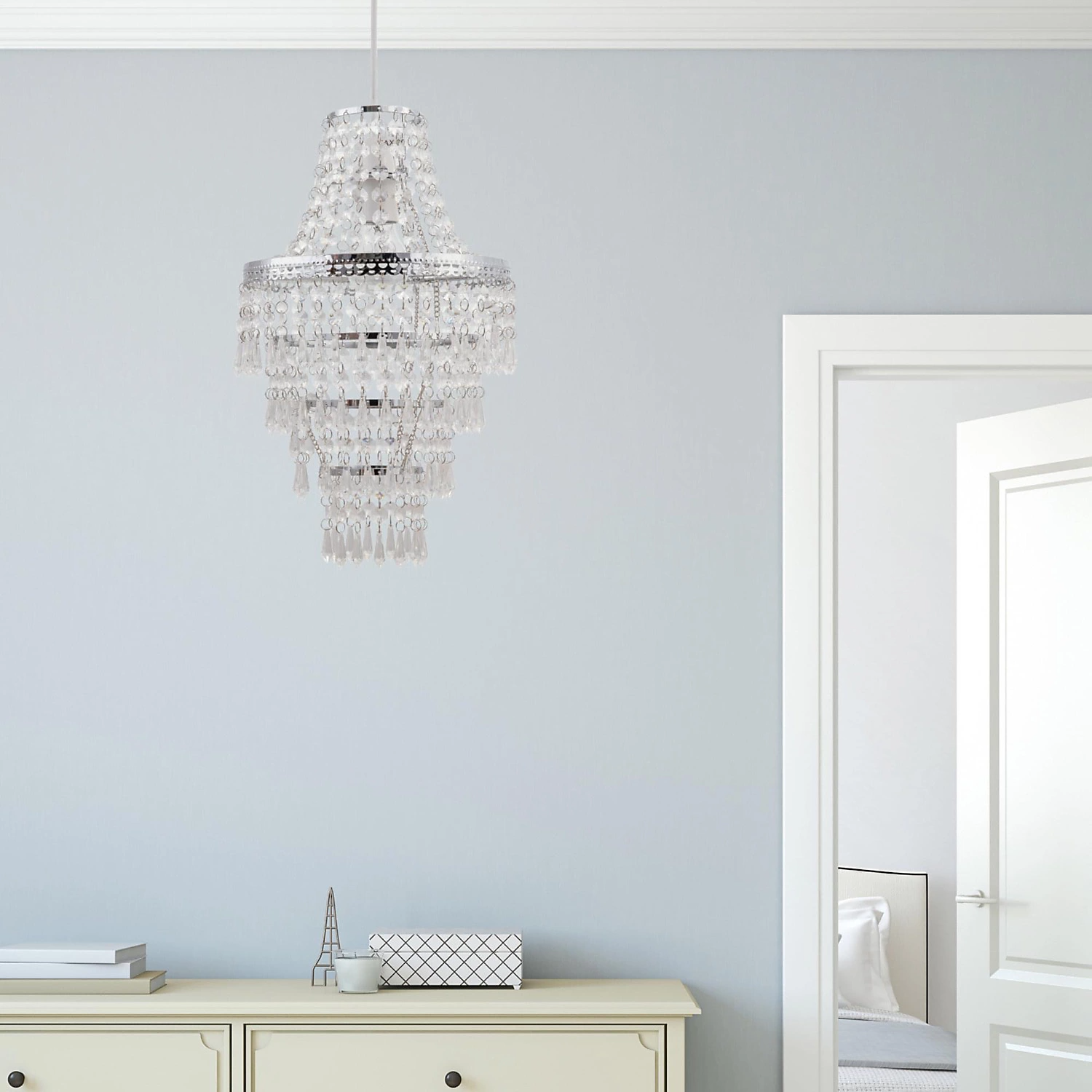 Modern 4-layer K9 crystal chandelier