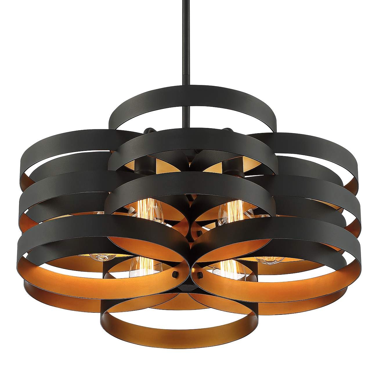 Modern Shaped Black Gold Chandelier