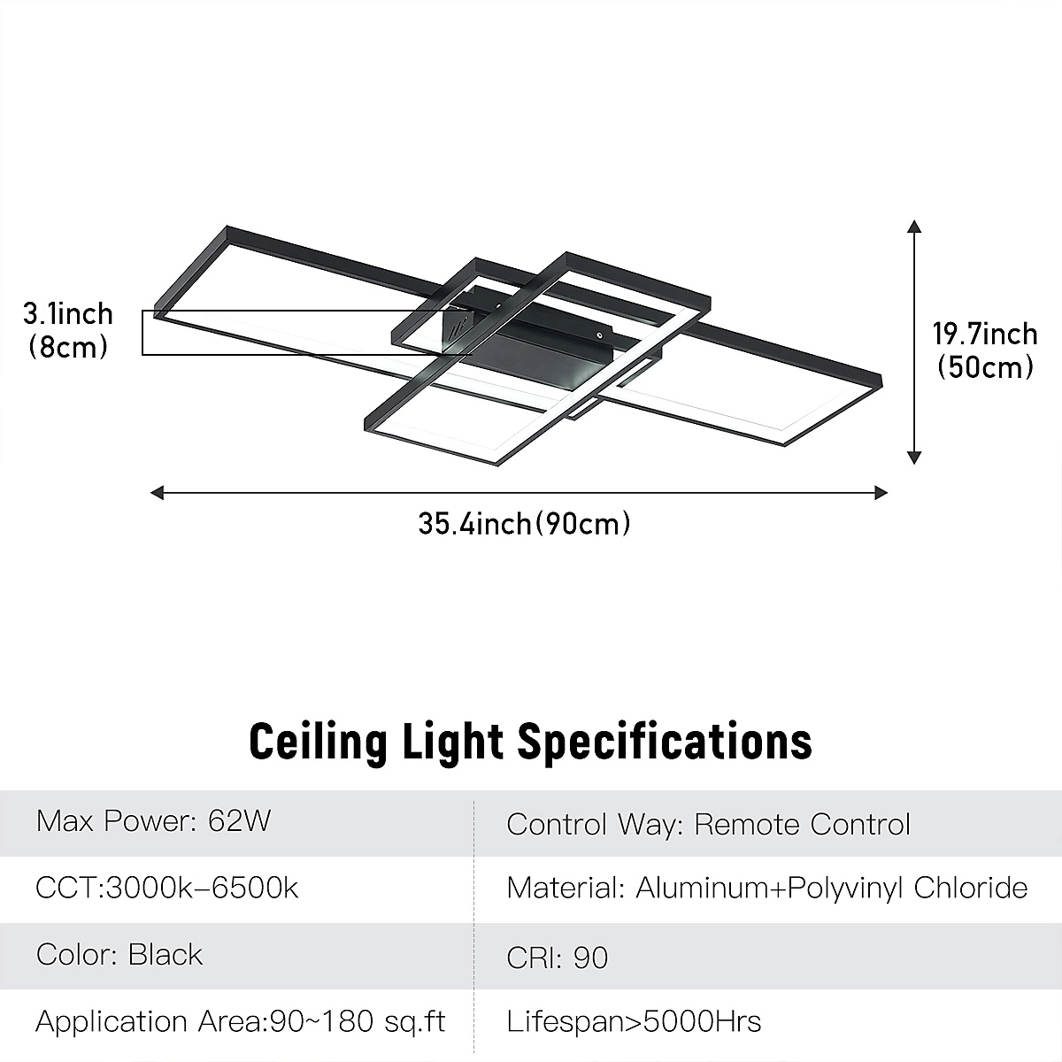 Practical modern stacked rectangular frame ceiling lamp