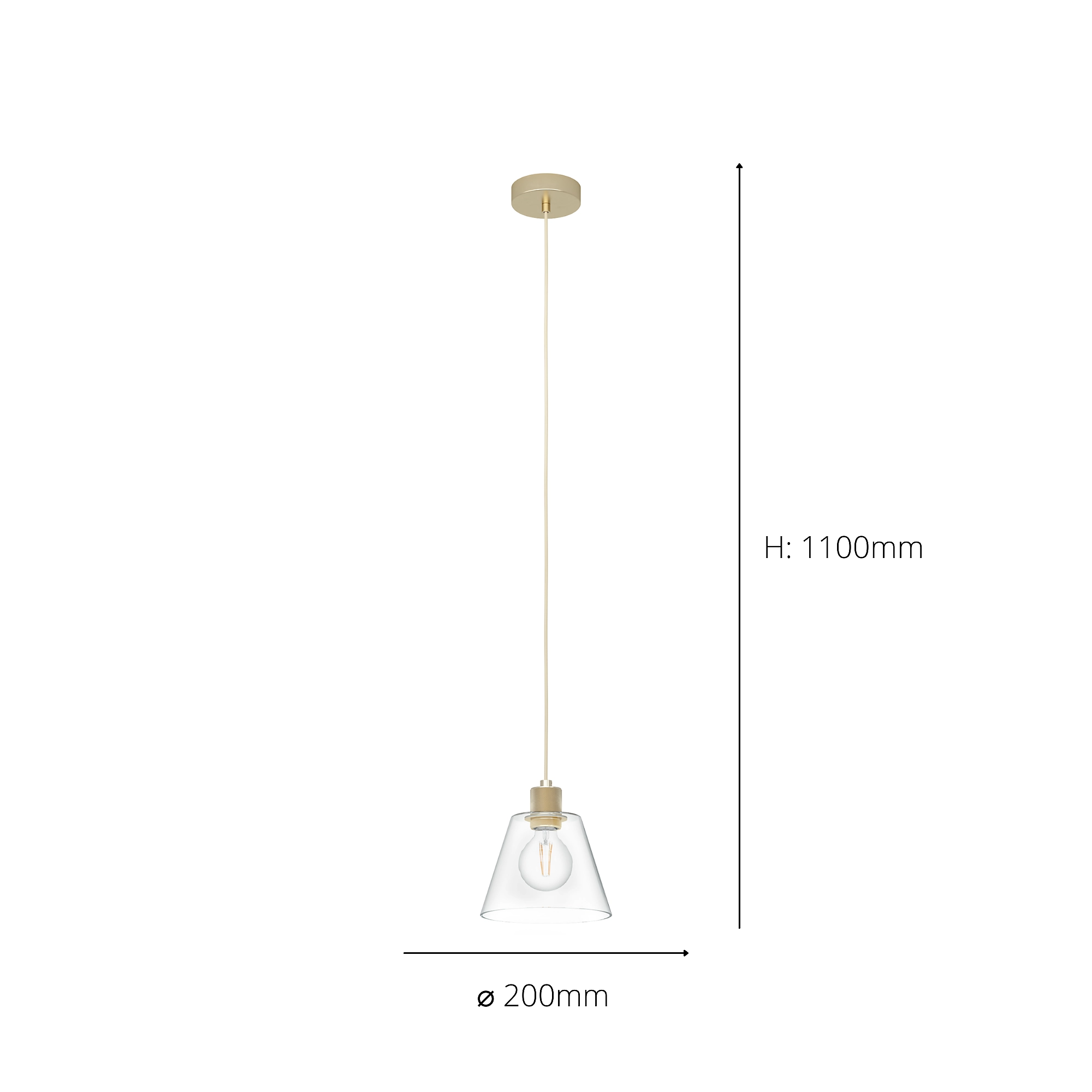 Retro gold steel transparent glass style single chandelier