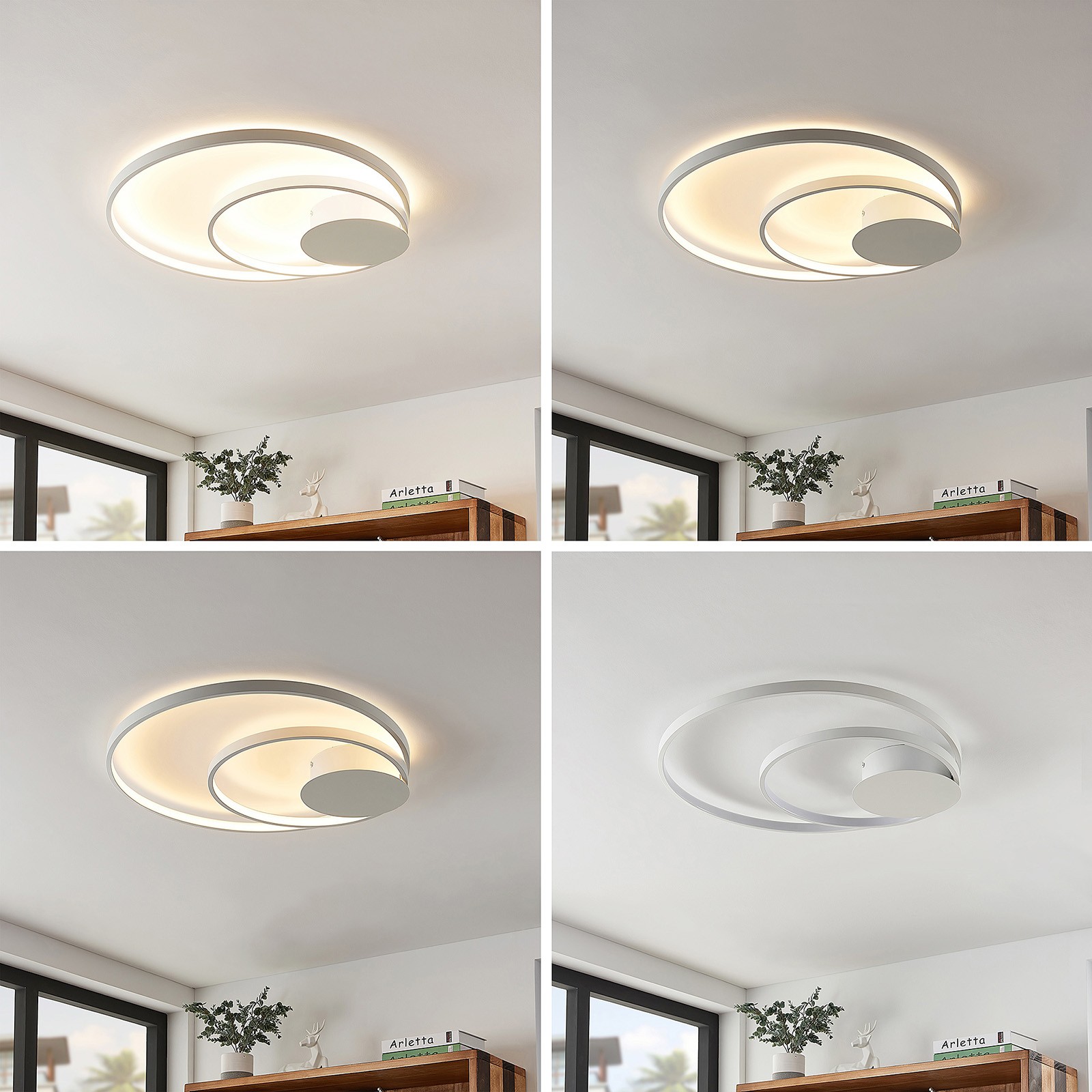 Round aluminum double circle ceiling light