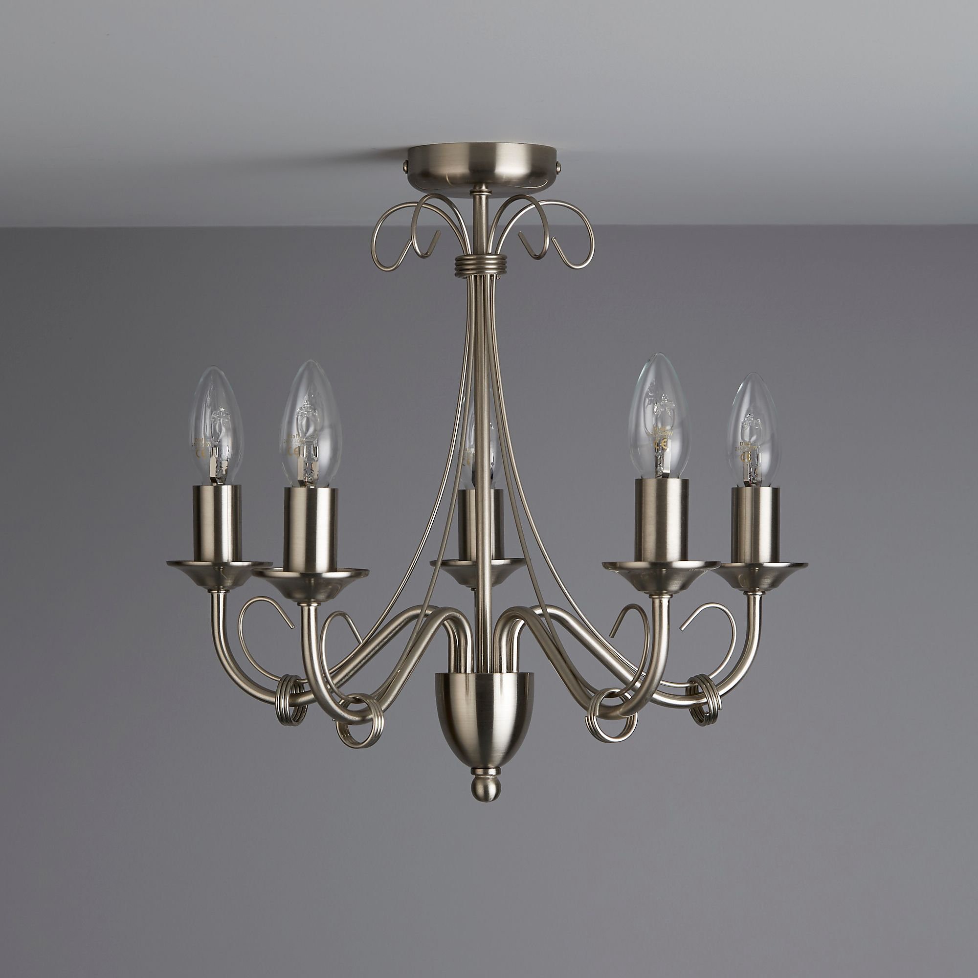 Simple brushed chrome candle ceiling lamp