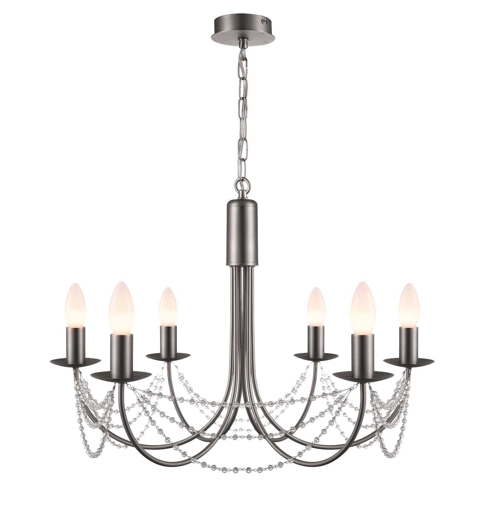 Simple modern chrome candle chandelier