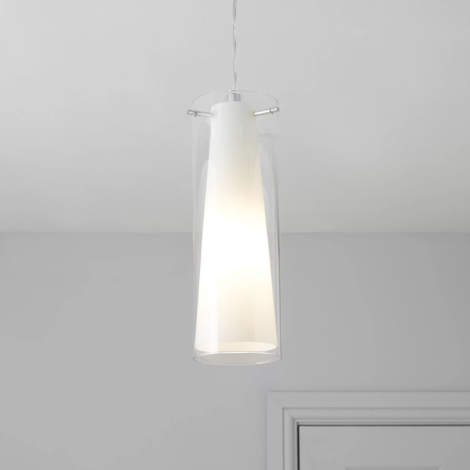 Single-head cylindrical glass chandelier