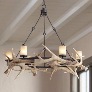 Six-light LED antler chandelier