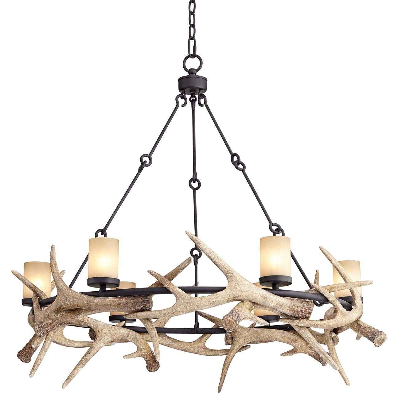 Six-light LED antler chandelier