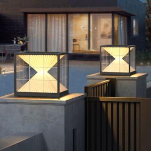 YD93-Square Shape Metal Solar Pillar Lamp Modern Style